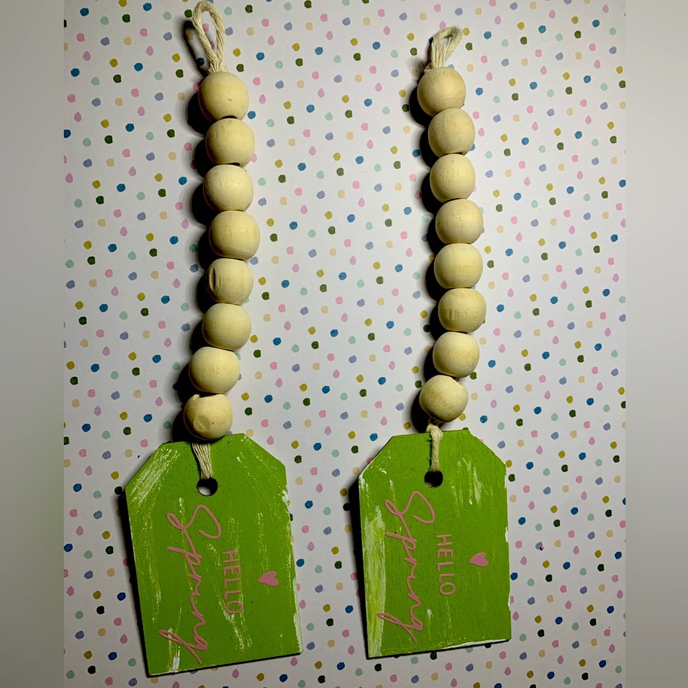 Spring tiered tray decor Easter basket tag